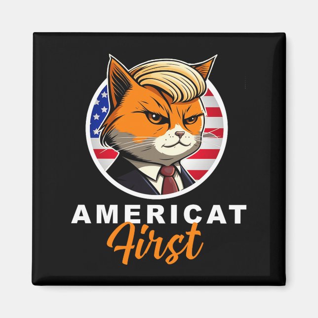 Imán Americat First Funny Patriot America Cats Presiden (Frente)