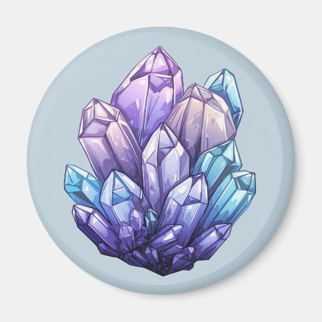 Imán Amethyst and Aqua Crystal Cluster Art Magnet (Frente)