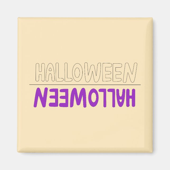 Imán Amigable arte violeta de Halloween con un toque es (Frente)