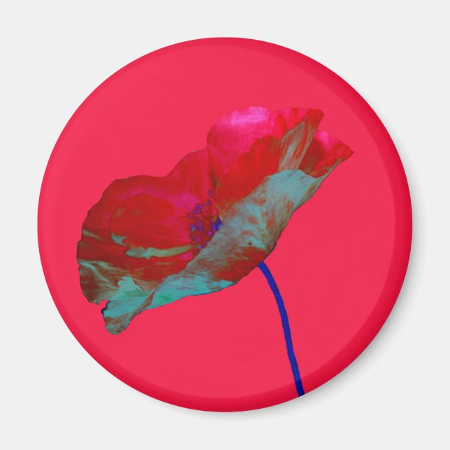 Imán Amigo azul rojo sobre rosa brillante (Frente)