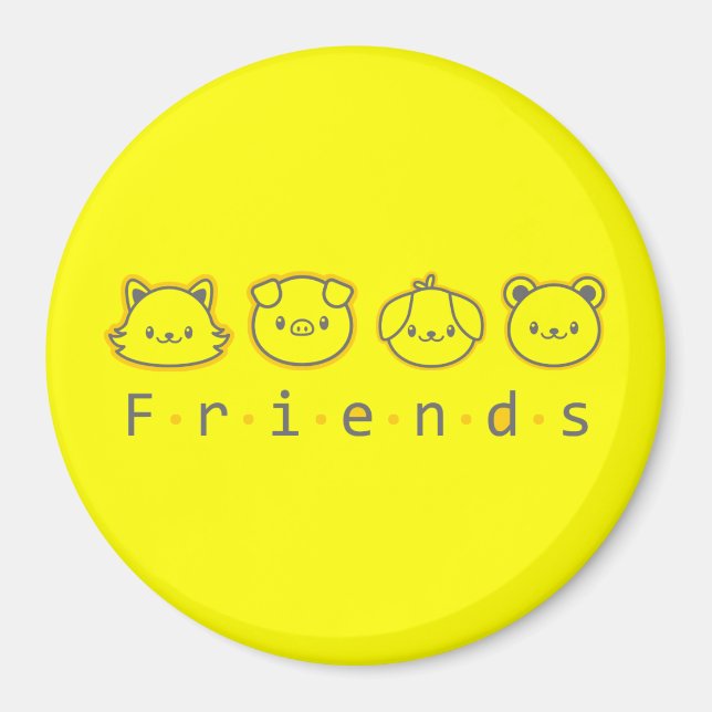 Imán Amigos animales lindos cara  (Frente)
