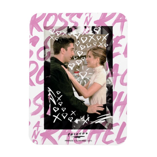 Imán AMIGOS™| Corazones Rodeados De Ross Y Rachel (Vertical)