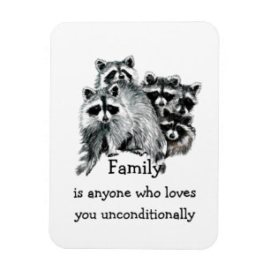 Imán Amigos de familia Raccoon aman cita arte animal