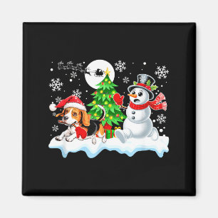 Imán Amigos de Navidad de Santa Beagle corriendo hombre