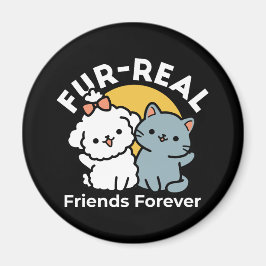 Imán Amigos De Verdad Para Siempre | Dúo de gato y perr