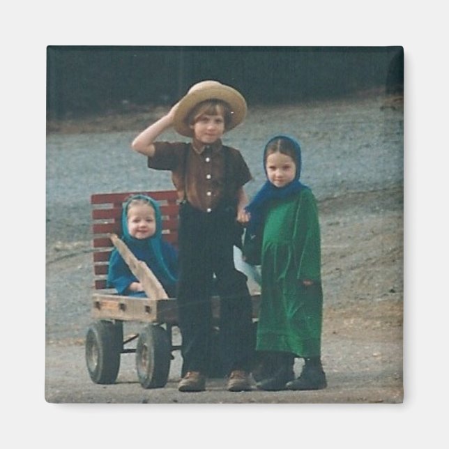 Imán Amish Kids Lancaster County PA Magnet (Frente)