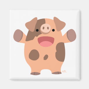 Imán amistoso del cerdo del dibujo animado