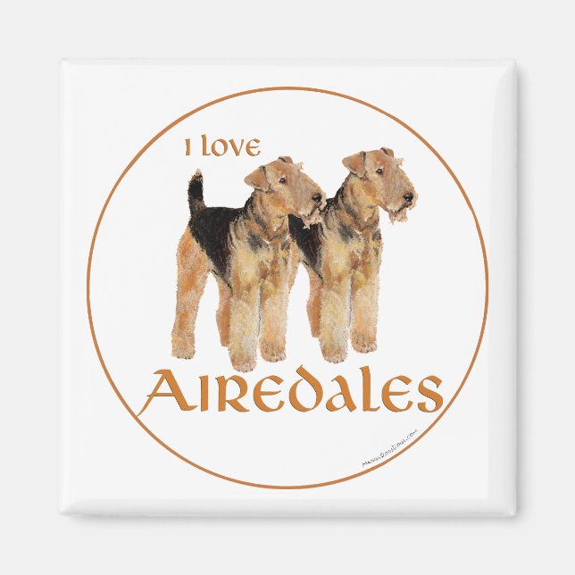Imán Amo a Airedales (Frente)