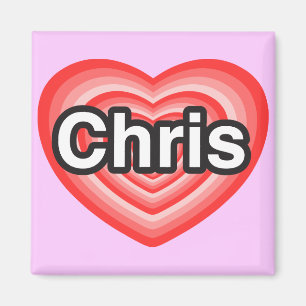 Imán Amo a Chris. Te amo Chris. Corazón