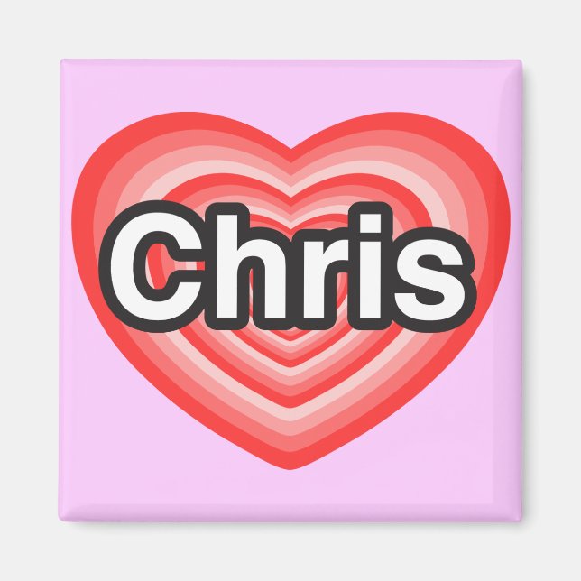 Imán Amo a Chris. Te amo Chris. Corazón (Frente)