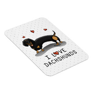 Imán Amo a Dachshunds (negro y marrón) Perro lindo