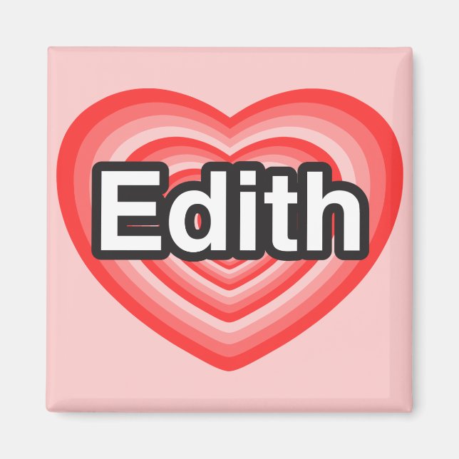 Imán Amo a Edith. Te amo, Edith. Corazón (Frente)