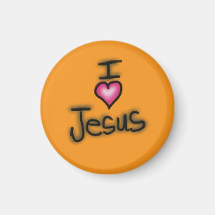 Imán Amo a Jesús Me Encanta Jesús Naranja