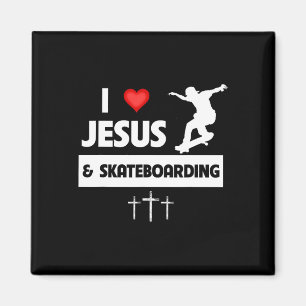 Imán Amo a Jesús y trucos de patinador de skateboarding