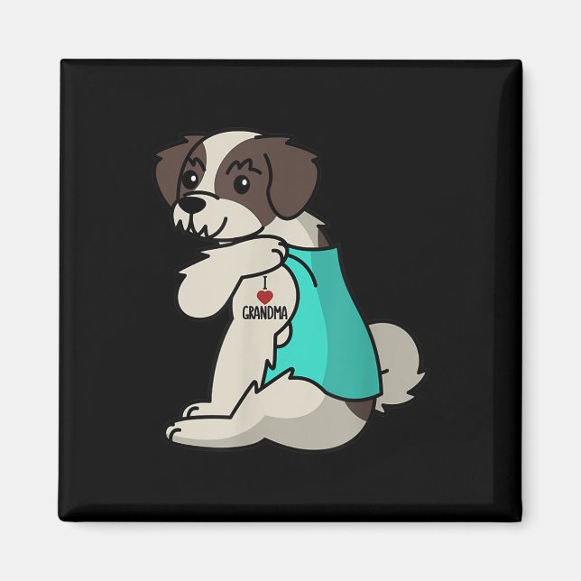 Imán Amo a la abuela Tattoo Shih Tzu Abuela Perro (Frente)