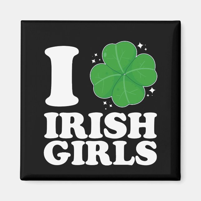 Imán Amo a las chicas irlandesas corazón de trébol día  (Frente)