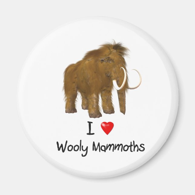 Imán "Amo a las mamut lúgubres" Mamut lana (Frente)