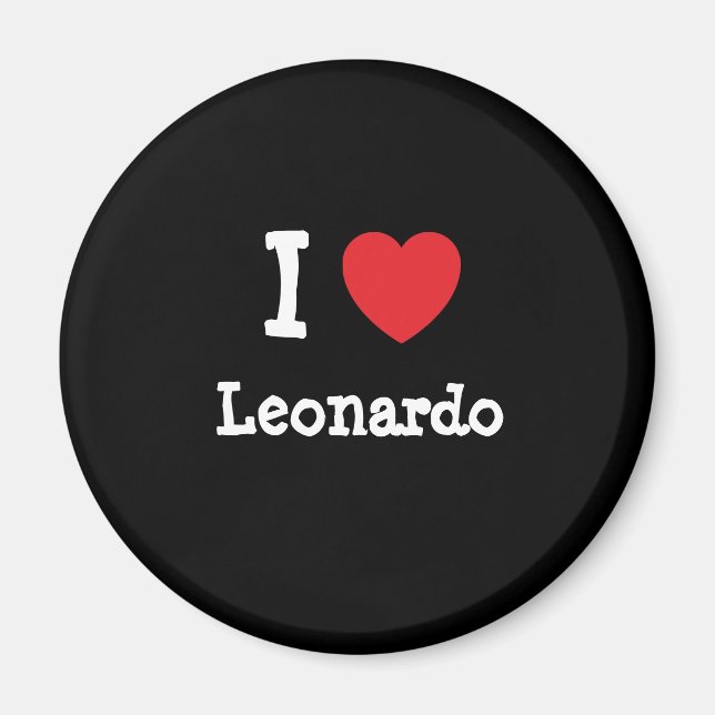 Imán Amo a Leonardo personalizado de corazón personaliz (Frente)