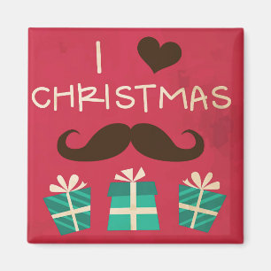Imán Amo a los Navidades Mustache Magnet