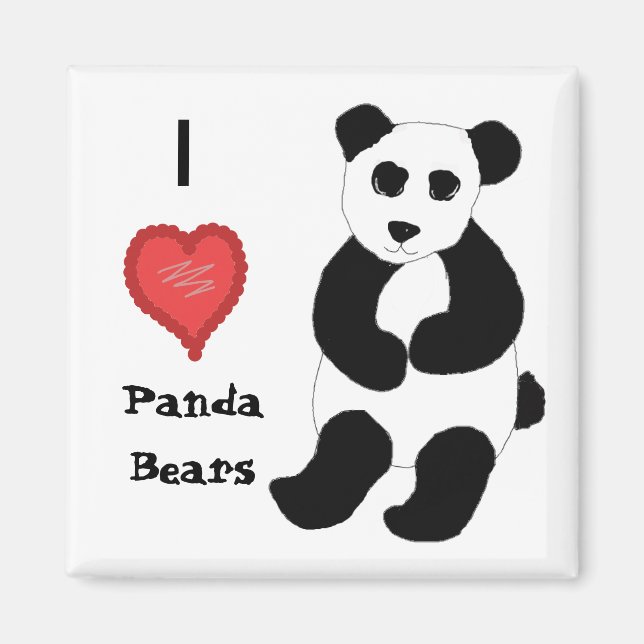 Imán Amo a los osos panda (Frente)