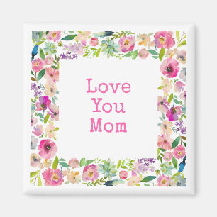 Imán AMO A MAMÁ Marco Floral Rosa Amor dulce