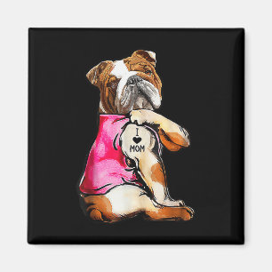 Imán Amo a mamá Tattoo Bulldog Perro amante Regalos Fem