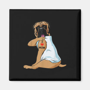 Imán Amo a Mamá Tattoo Bullmastiff Mamá Perro Perro Muj