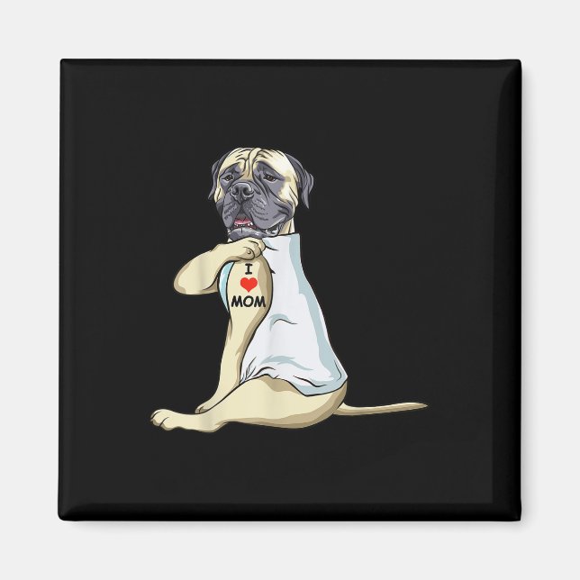Imán Amo A Mamá Tattoo Inglés Mastiff Mamá Perro Lover  (Frente)