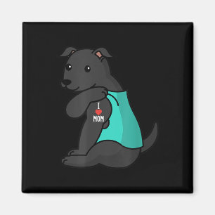 Imán Amo a mamá Tattoo, madre de perro negro