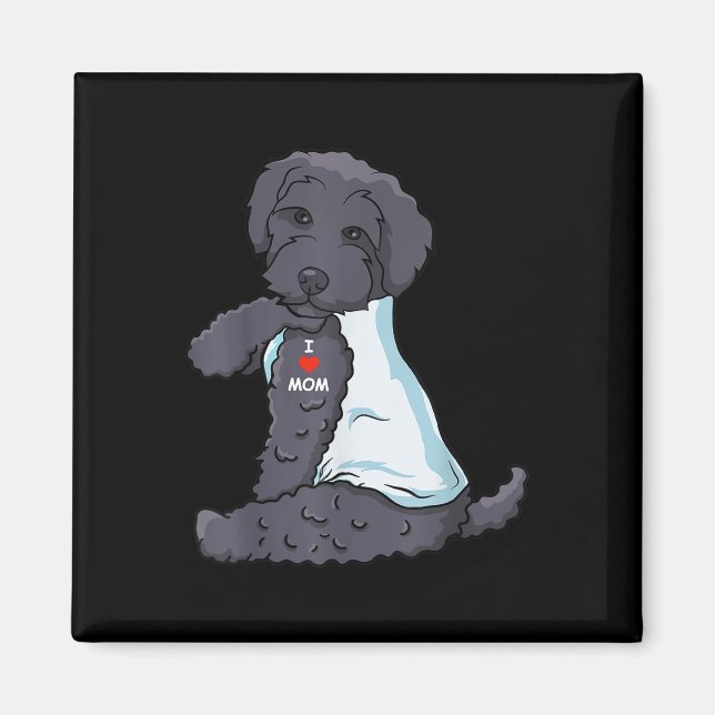 Imán Amo a Mamá Tattoo Schnoodle Mamá Perro Mujeres ama (Frente)