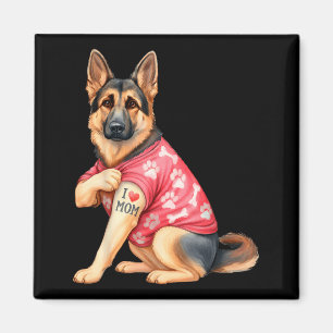 Imán Amo a mamá tatuaje divertido amante del perro past