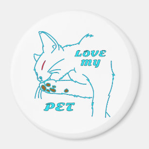 IMÁN AMO A MI CUTE AQUA MASCOTA CAT