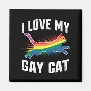 Imán Amo a mi gato gay divertido arcoíris Orgullo Lgbt