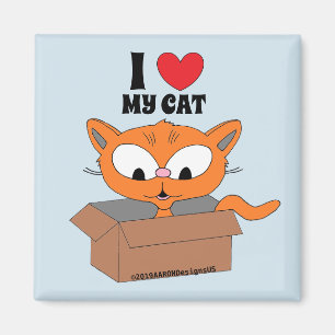 Imán "Amo a mi gato" lindo gato de dibujos animados en 
