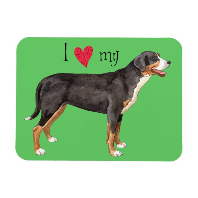 Imán Amo a mi gran perro de montaña suizo (Horizontal)