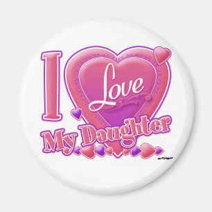 Imán Amo a mi hija rosa/púrpura - corazón