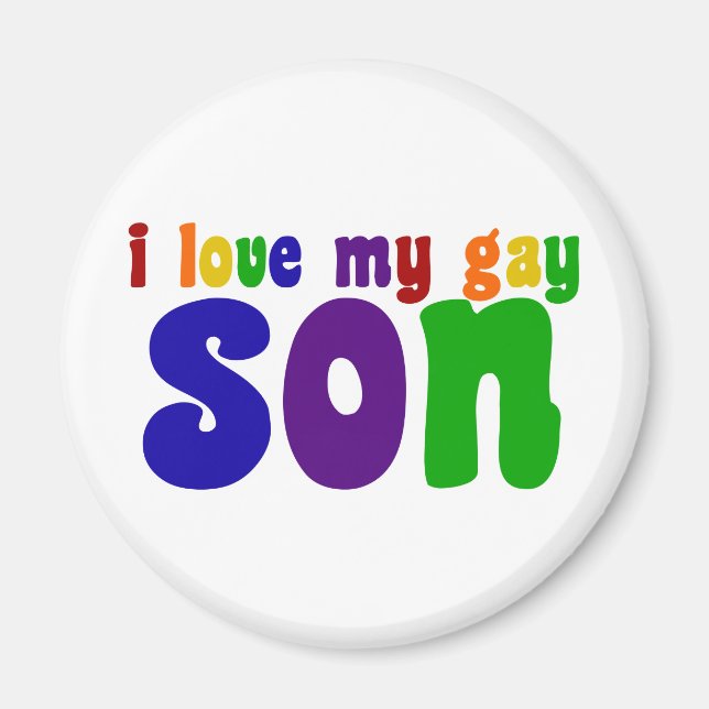 Imán Amo a mi hijo gay, mamá arcoiris retro (Frente)