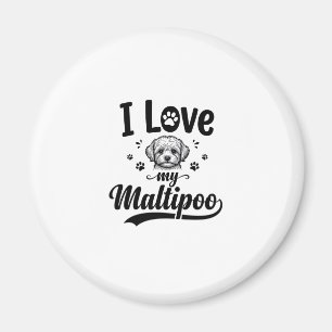 Imán Amo a mi Maltipoo grabado vintage diseño de perro_