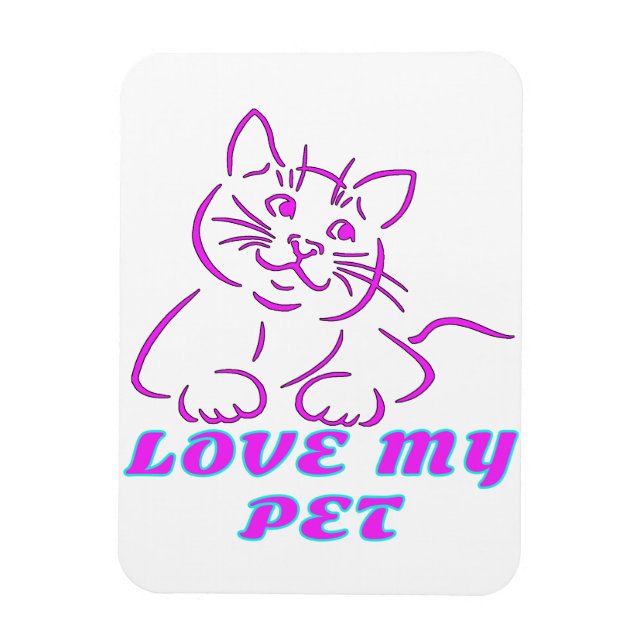 IMÁN AMO A MI MASCOTA DE CUTE ROSA CAT (Vertical)