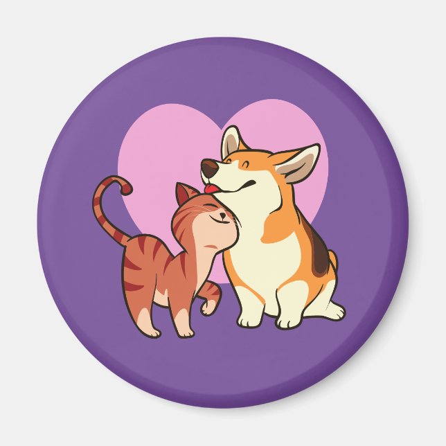 Imán Amo a mi Mascota | Gato y Perro Amante (Frente)