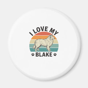 Imán Amo a mi perro Blake Diseño de grabado retro_1