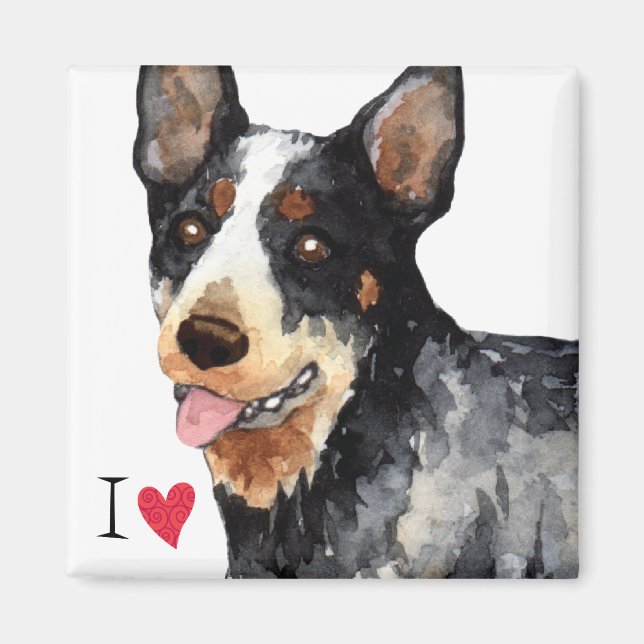 Imán Amo a mi perro de ganado australiano (Frente)