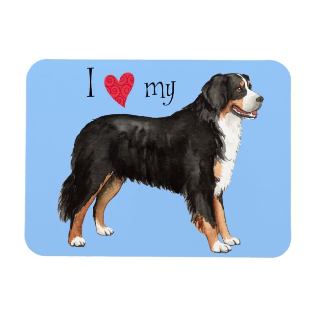 Imán Amo a mi perro de montaña de Bernese (Horizontal)