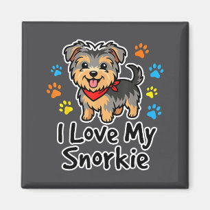 Imán Amo a mi perro Snorkie mezcla de Schnauzer y Yorki