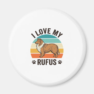 Imán Amo a mi Rufus Diseño de perro vintage_1