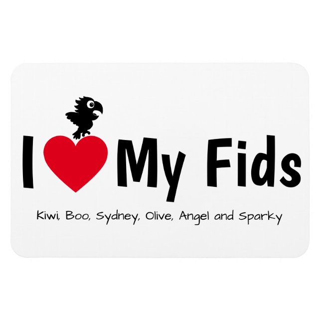 Imán Amo a mis Fids Loro Hijos Emplumados (Horizontal)