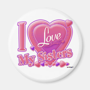 Imán Amo a mis hermanas rosa/púrpura - corazón