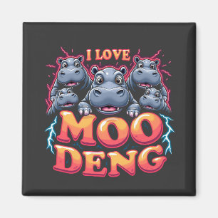 Imán Amo a Moo Deng Baby Hippo Amantes