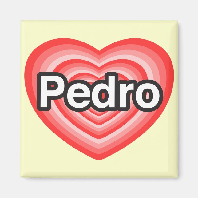 Imán Amo a Pedro. Te amo, Pedro. Corazón (Frente)