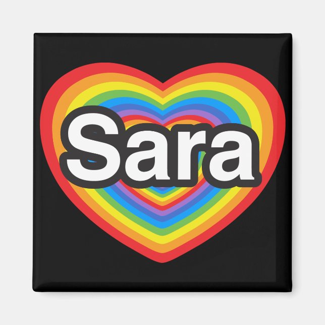 Imán Amo a Sara. Te amo, Sara. Corazón (Frente)